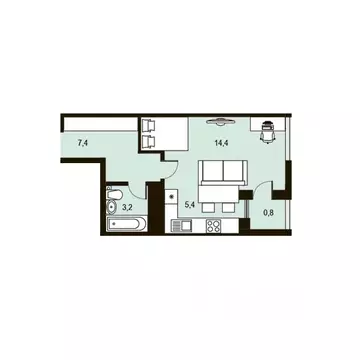 1-к кв. Башкортостан, Уфа ул. Подполковника Недошивина (31.2 м)