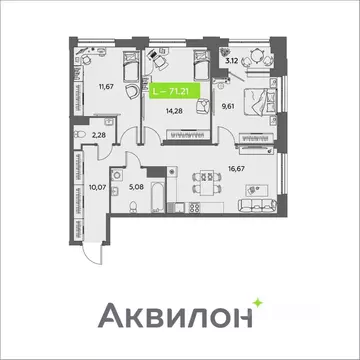 3-к кв. Архангельская область, Архангельск ул. Розы Шаниной, 4 (71.21 ...