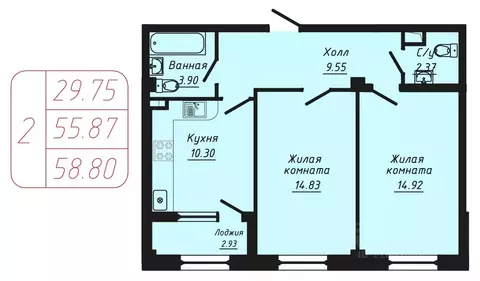 2-к кв. Ставропольский край, Кисловодск ул. Фоменко (58.8 м)