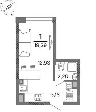 1-к кв. Рязанская область, Рязань Олимпийский городок мкр, 10 (18.29 ...
