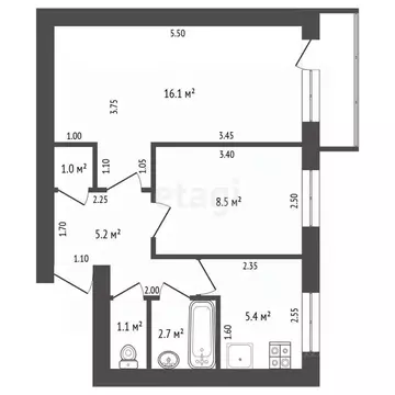 2-к кв. Калужская область, Сосенский г. Козельский район, Город ...