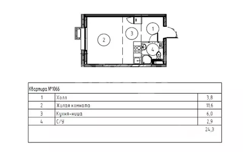 Студия Москва ул. Разведчика Дейча (25.0 м)