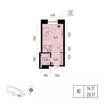 1-к кв. Башкортостан, Уфа Глумилино-1 мкр, Новатор жилой комплекс ...