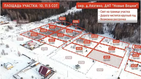 Участок в Томская область, Томский район, Новые Вешки ДНТ пер. ...