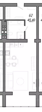 1-к кв. Калининградская область, Светлогорск Олимпийский бул., 3 (45.4 ...