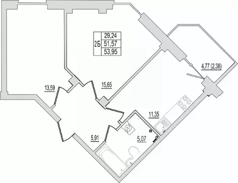 2-к кв. Псковская область, Псков Линейная ул., 87 (53.95 м)