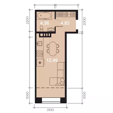 1-к кв. Иркутская область, Иркутск наб. Верхняя, 137 (30.0 м)