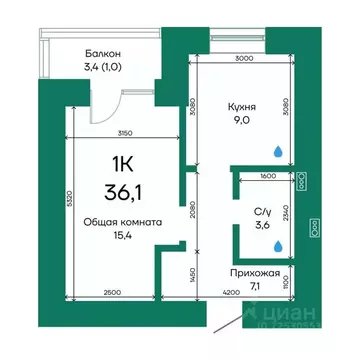 1-к кв. Алтайский край, Барнаул Просторная ул., 390к2 (36.1 м)