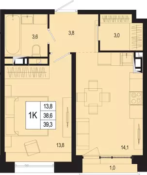 1-к кв. Московская область, Подольск городской округ, д. Борисовка ...