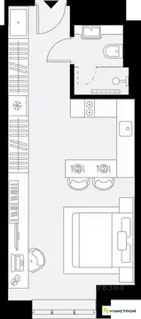 1-к кв. Татарстан, Казань Родины мкр,  (28.6 м)