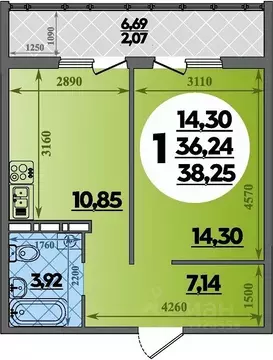 1-к кв. Краснодарский край, Краснодар ул. Генерал-лейтенанта ...