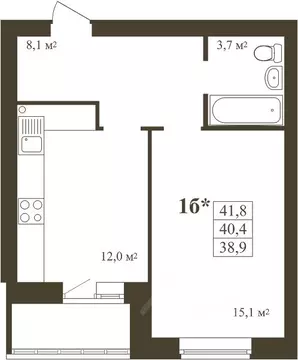 1-к кв. Тамбовская область, Тамбов Телецентр мкр,  (41.8 м)