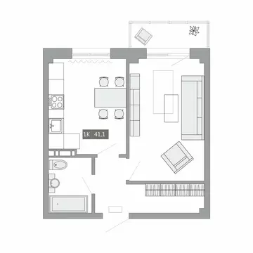 1-комнатная квартира: Артём, улица Острякова, 37А (41.1 м)