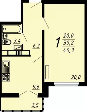 1-к кв. Воронежская область, Воронеж Московский просп., 179/14 (39.2 ...