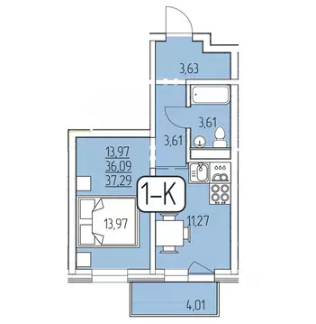 1-к кв. Бурятия, Улан-Удэ 105-й мкр,  (37.29 м)