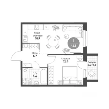 1-к кв. Новосибирская область, Кольцово рп Счастье в Кольцово жилой ...