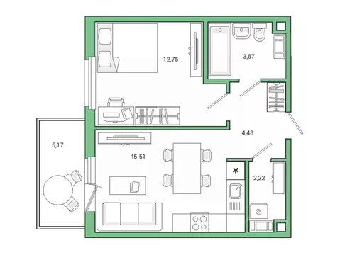 1-к кв. Ленинградская область, Гатчина ул. Чехова, 39к1 (40.0 м)