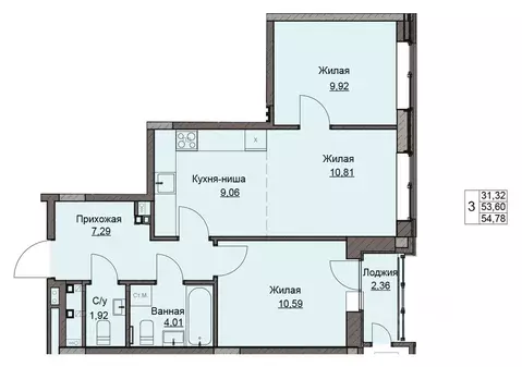 2-к кв. Удмуртия, Ижевск ул. Чехова, 46 (54.84 м)