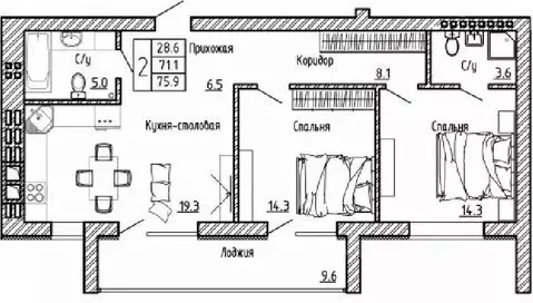 2-к кв. Воронежская область, Рамонский район, с. Ямное ул. Генерала ...