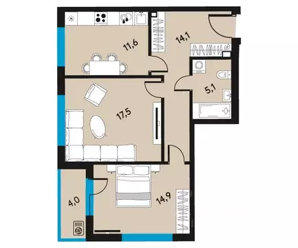 2-к кв. Пермский край, Пермь ул. Пушкина, 91 (65.2 м)