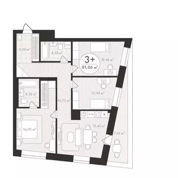 3-к кв. Башкортостан, Уфа Южный-2 мкр,  (81.06 м)