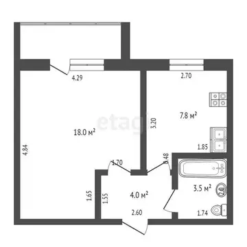 1-комнатная квартира: Котлас, проспект Мира, 48 (33.3 м)