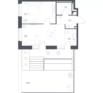 1-к кв. Москва Верейская 41 жилой комплекс, 3.1 (57.14 м)