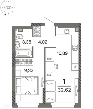 1-к кв. Рязанская область, Рязань Олимпийский городок мкр, 10 (32.62 ...