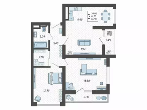 3-комнатная квартира: Сочи, микрорайон Бытха, Ясногорская улица, ...