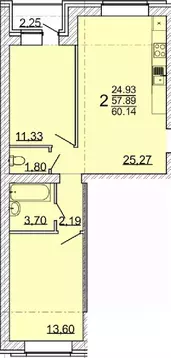 2-к кв. Воронежская область, с. Новая Усмань  (60.14 м)