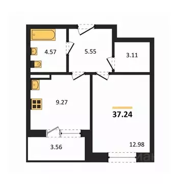 1-к кв. Воронежская область, Воронеж ул. Матросова, 60 (37.24 м)