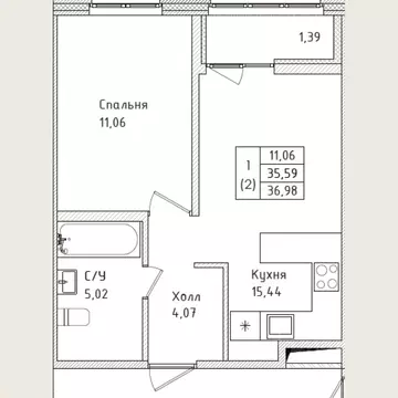 1-к кв. Ленинградская область, Всеволожск Южный мкр, ул. Крымская, 3 ...