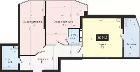 2-к кв. Ставропольский край, Ставрополь № 28 мкр,  (84.8 м)