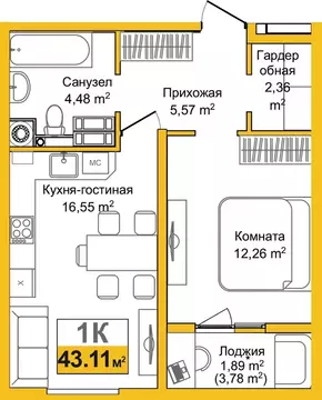 1-комнатная квартира: Симферополь, Центральный район, жилой комплекс ...