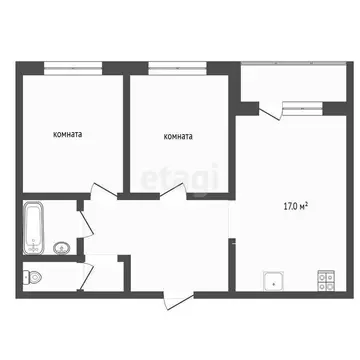 2-комнатная квартира: Патрушева, улица Александра Пушкина, 8 (52.7 м)