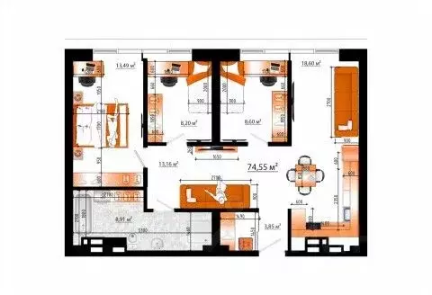 4-к кв. Приморский край, Владивосток ул. Гамарника (74.55 м)