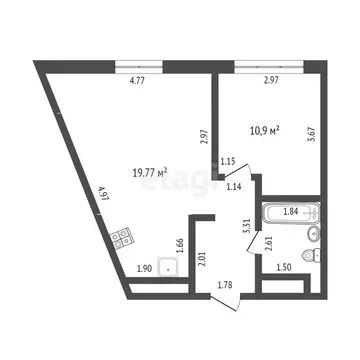 1-комнатная квартира: Тюмень, улица Газовиков, 73к4 (39.7 м)
