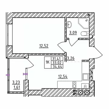 1-к кв. Калининградская область, Зеленоградск  (34.64 м)