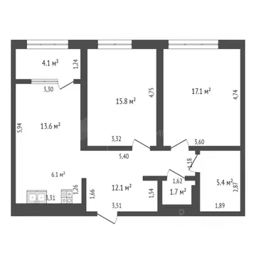 2-к кв. Тюменская область, Тюмень ул. Евгения Войнова, 7 (75.9 м)