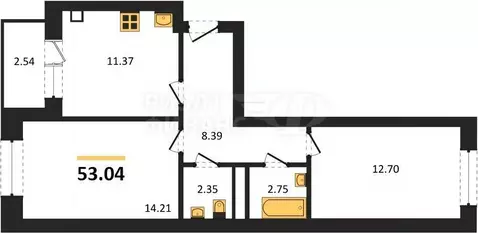 2-к кв. Калининградская область, Калининград Петровский мкр,  (53.04 ...