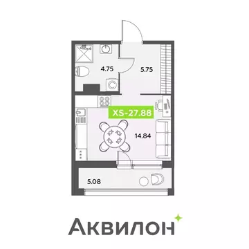 Студия Санкт-Петербург ул. Среднерогатская, 11к2 (27.88 м)