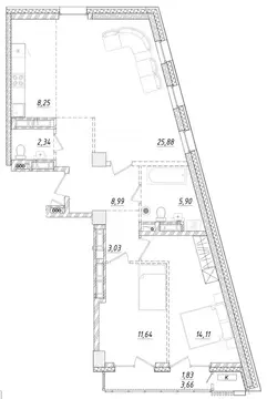 2-к кв. Приморский край, Владивосток ул. Достоевского (82.48 м)