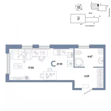 Студия Свердловская область, Екатеринбург ул. Шефская, 22А (27.91 м)