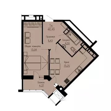 1-к кв. Ставропольский край, Пятигорск Скачки мкр,  (46.49 м)