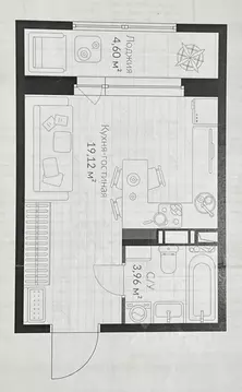Студия Санкт-Петербург Парашютная ул., 79к1 (25.38 м)
