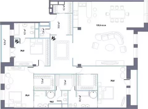 Продается 6-комнатная квартира