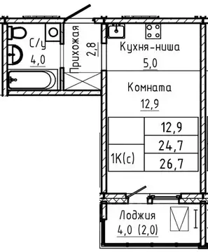 1-к кв. Алтайский край, Барнаул тракт Павловский, 196Ак1 (26.7 м)