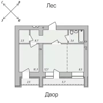 1-к кв. Томская область, Томск Нижний пер., 51 (50.41 м)