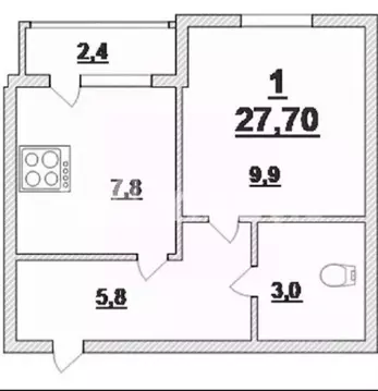 1-к кв. Калининградская область, Пионерский Октябрьская ул., 2к1 (26.6 ...