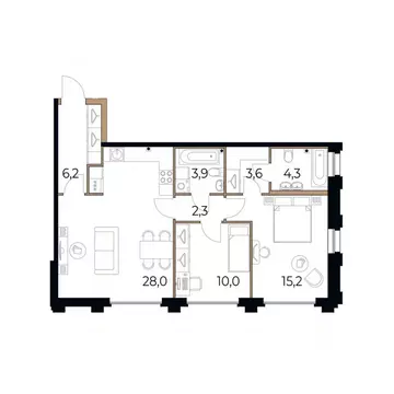 2-к кв. Вологодская область, Череповец Рыбинская ул., 69 (73.5 м)